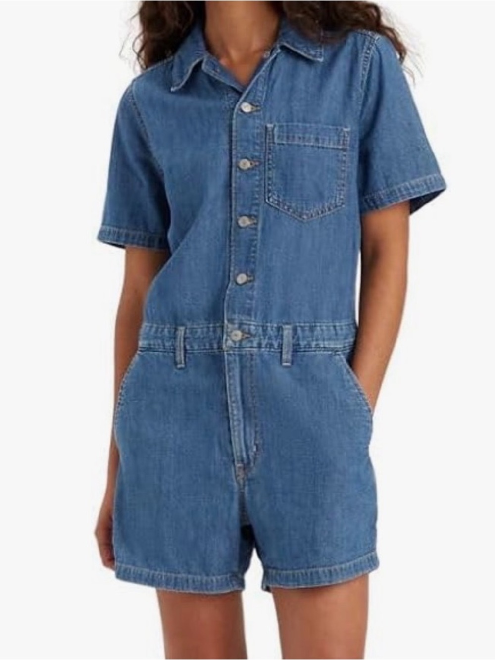 Levi’s Denim Short Sleeve Romper • Classic Blue Jean